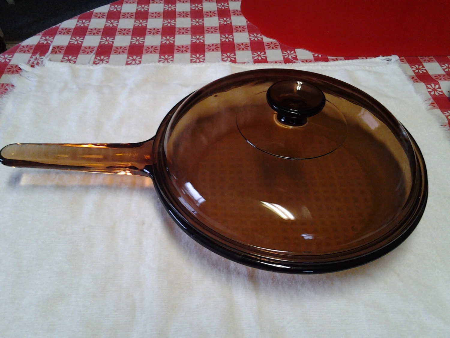 vision corning france amber 10 1/2 skillet and lid