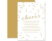 Gold Confetti & Cheers Holiday Party Invitations - DIY Printable or Printed Invitations Il_170x135