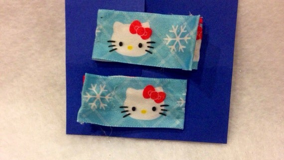 Inspired by Hello Kitty clips, Christmas Hair Clips, Christmas Hair Accessories, holiday barrettes, Christmas clippie set Il_570xn