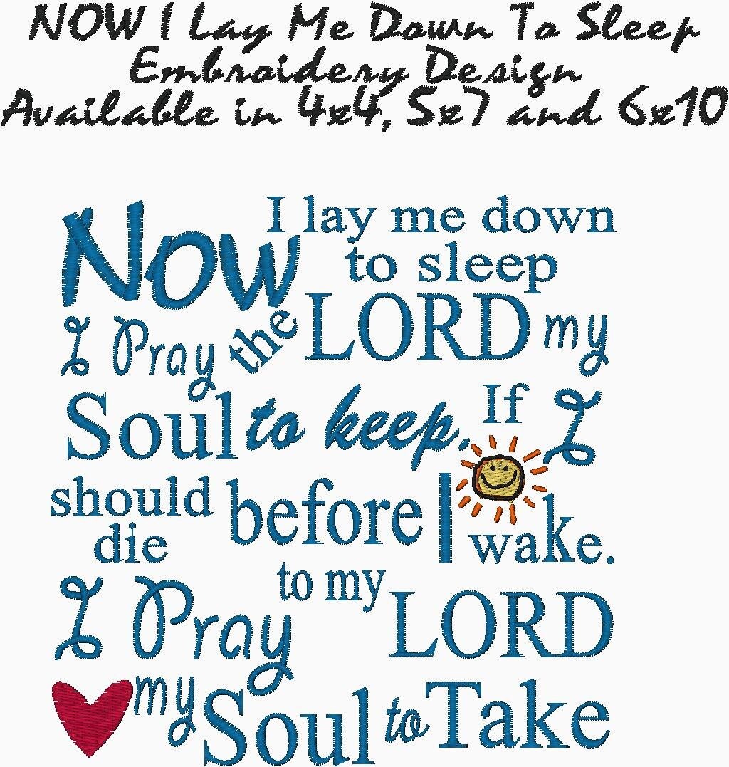 Now I lay me Down to Sleep Embroidery Design for Children