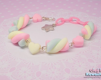 Pastel rainbow marshmallow bracelet