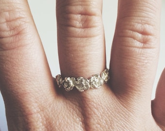 Flower crown ring, flower ring, flower, sterling silver flower ring, sterling silver ring, stacking ring, stackable ring