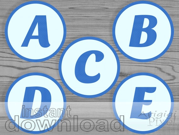 blue alphabet letter number circles printable party material