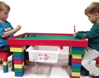 Kids Table and Chairs, Lego Table, Kids Table with Storage, Red Kids Chairs, Activity Table, Kids Furniture