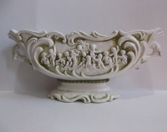 Green and Ivory Relpo Planter with Cherubs