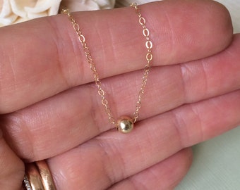14k Gold Filled Tiny Round Bead Necklace, Everyday Necklace, Layering Necklace, Dainty, Minimalist, Simple Necklace, Simple Gold Necklace
