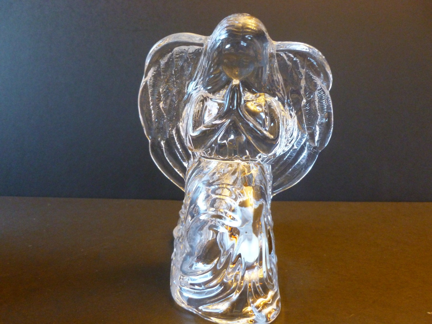 Vintage Deplomb Leaded Crystal Angel Candle Holder made in USA