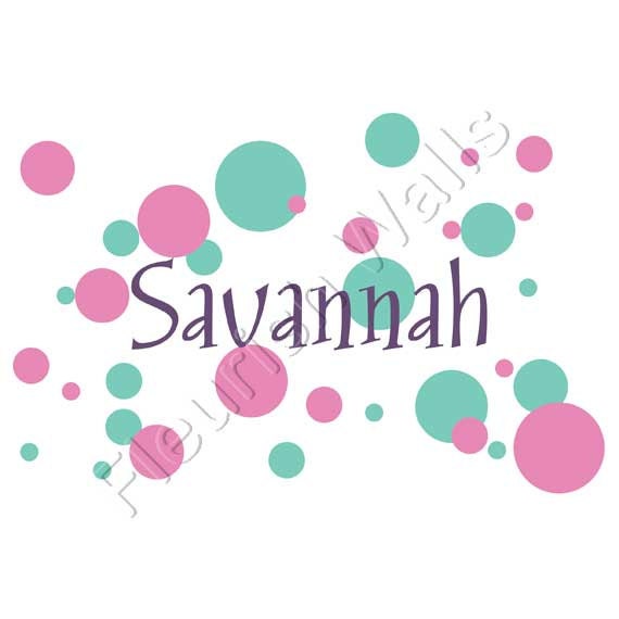 Polka Dot Wall Decal With Name For Baby Girl Nursery Baby Boy