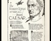 Julius CAESAR, The Noblest Roman of Them All - General, Statesman, Consul, Author, Original 1933 Book plate