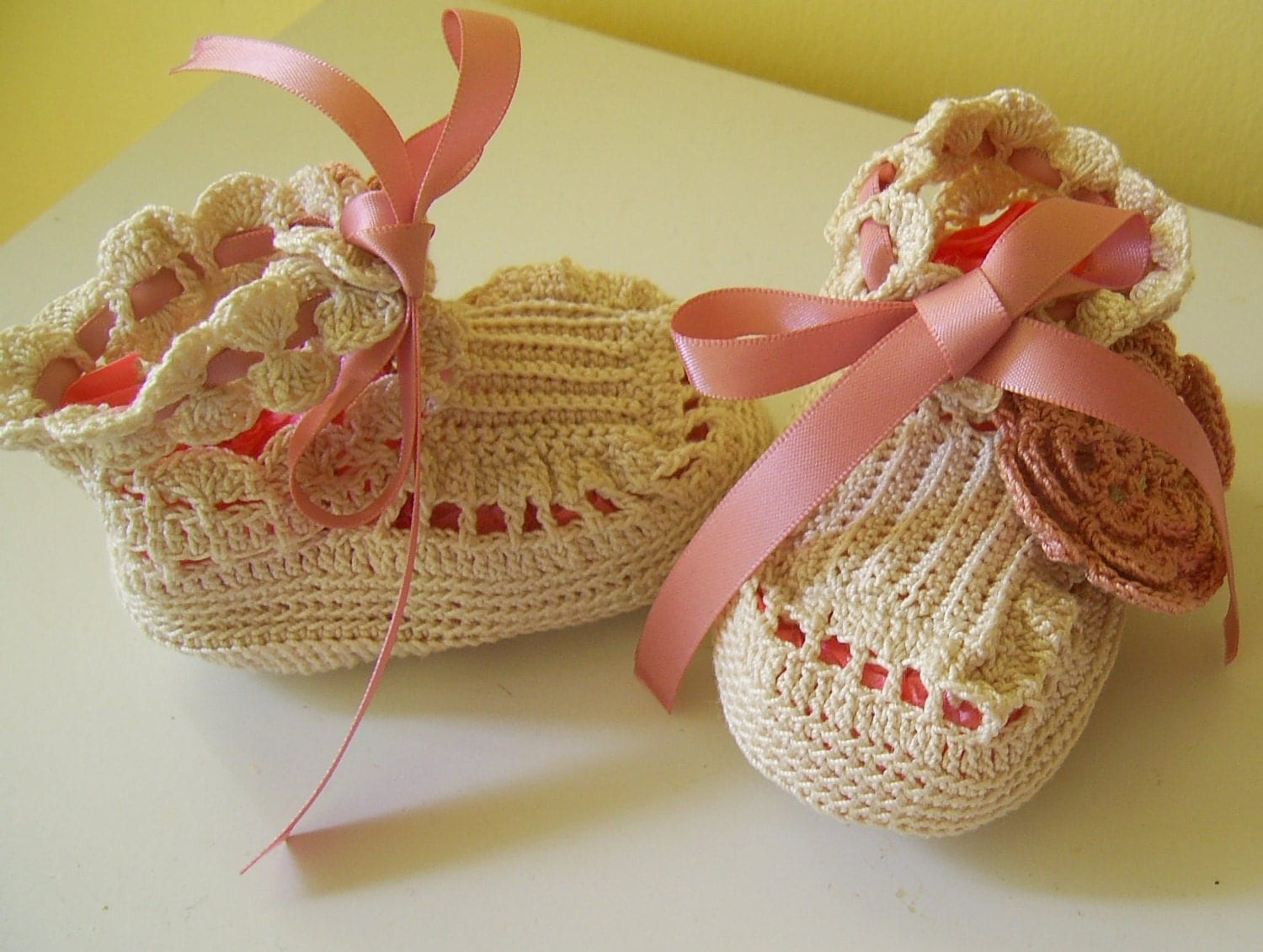 Vintage Style Irish Crocheted baby Shoes by PinkPicot on Etsy