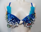 Mermaid Bra- Rave Bra, Sea Shells, Pearls and Starfish
