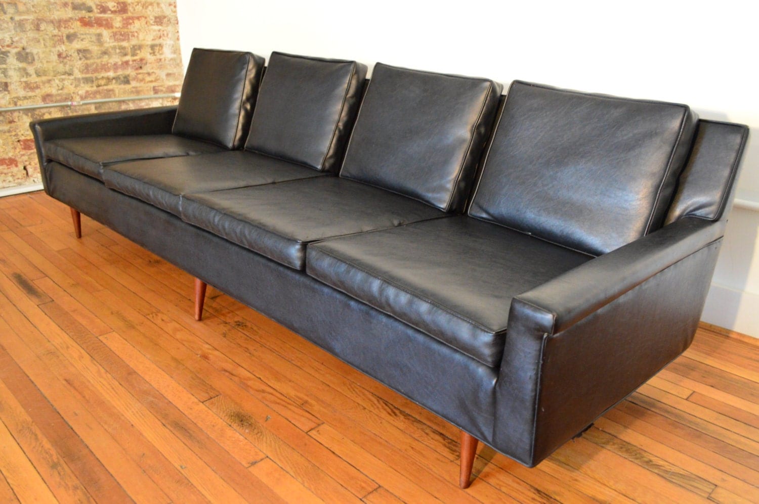 milo baughman for thayer coggin leather swivel sofa