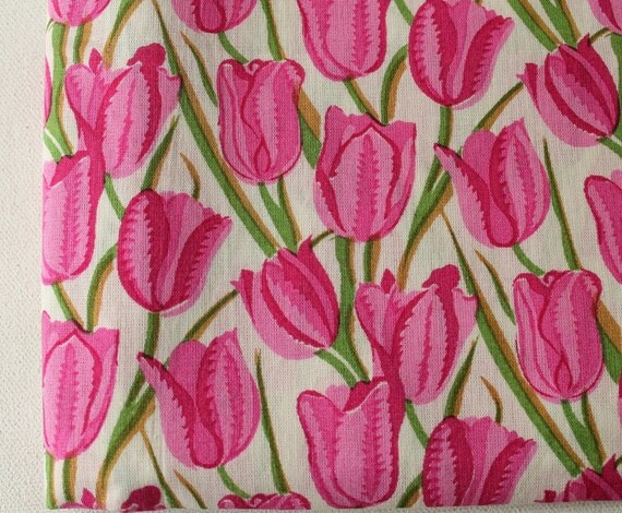 Items similar to Floral Fabric  Pink Tulip  Indian fabric  