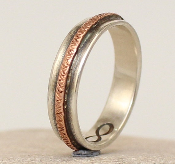 Personalized sterling silver and copper Ring.. Men's / by Arketipo