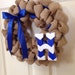 Natural Burlap Wreath w/ ribbon and Chevron monogram