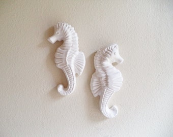 Seahorse wall decor, beachy decor, nautical art, seahorse sculptures