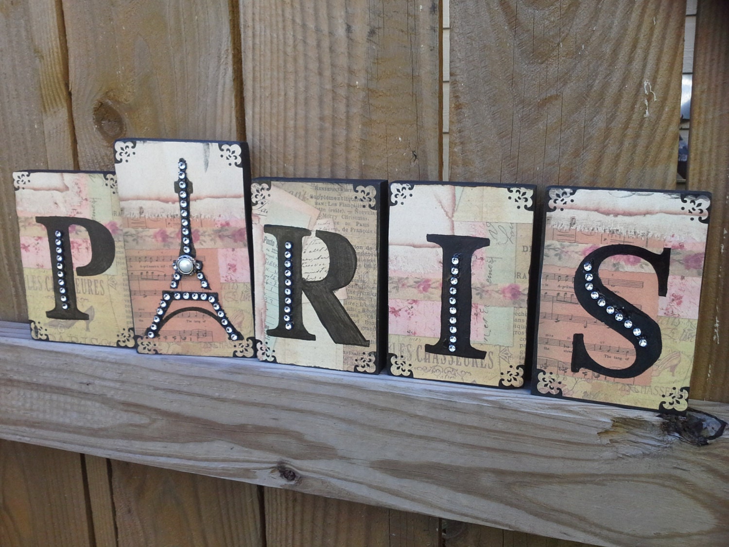 Paris Decor Blocks Sign Black Pink and by AlmaSweetHeartDeals