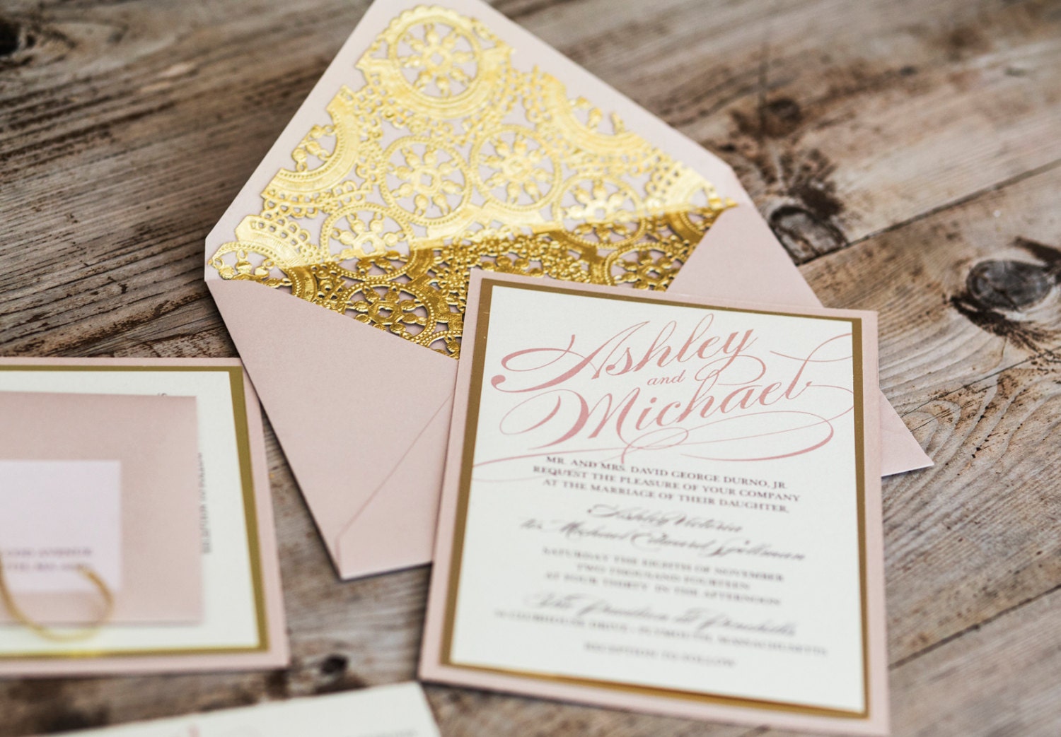 Blush And Gold Wedding Invitations 4