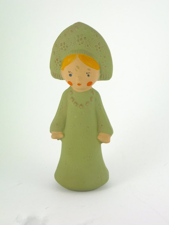 Devochka de caoutchouc Russian Girl, jouet de bain bébé en caoutchouc, Vintage, Folk art
