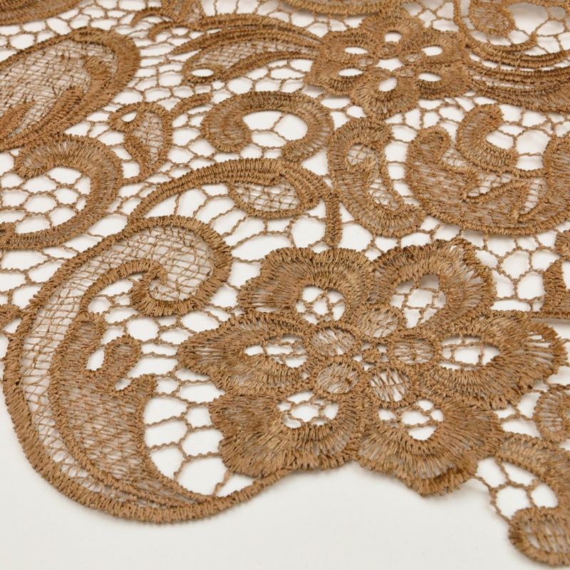 Venice Embroidered Dark Gold Lace Fabric for Wedding Lace