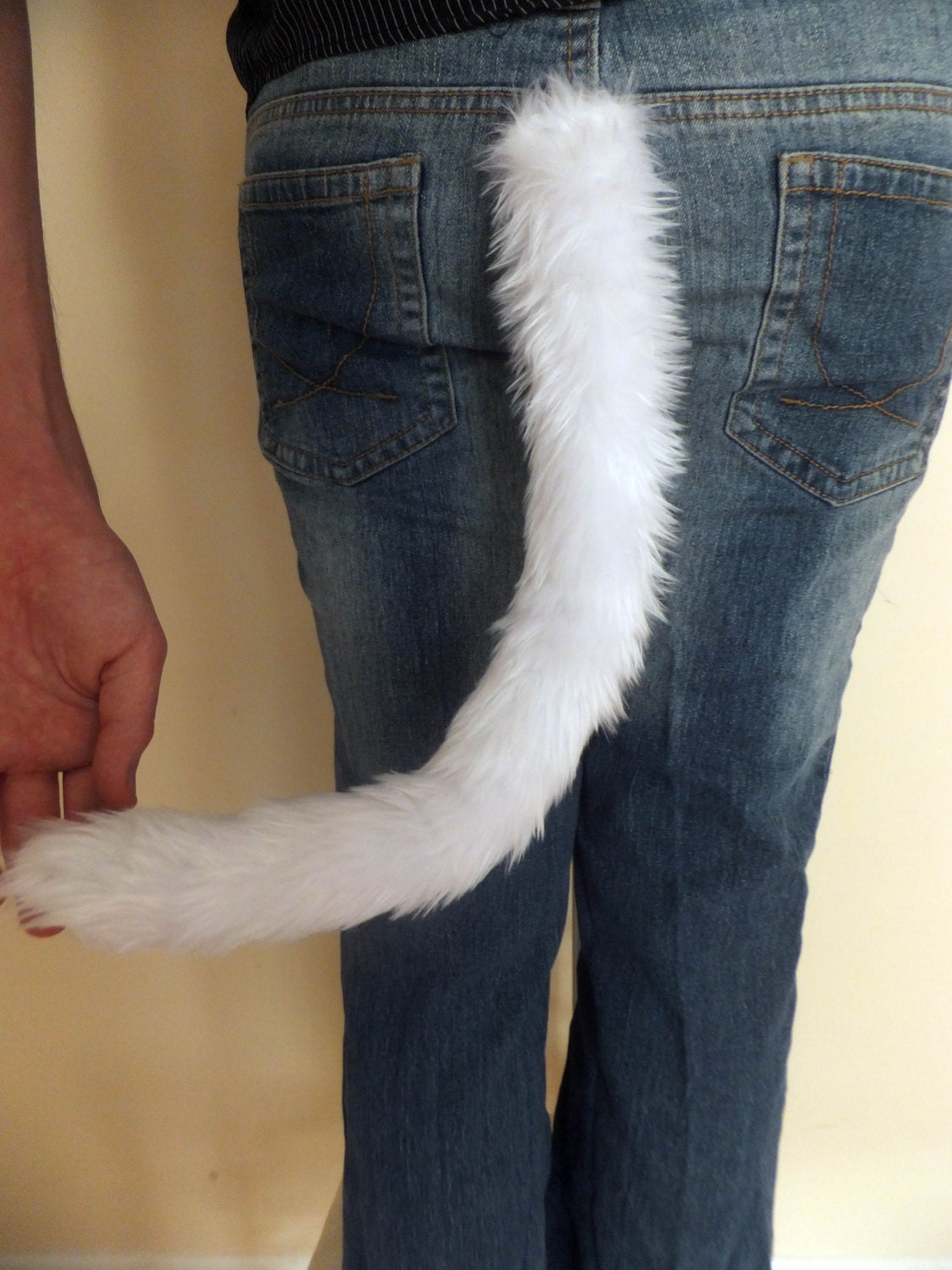 White Cosplay Furry Cat Tail Neko Costume Halloween Kitty