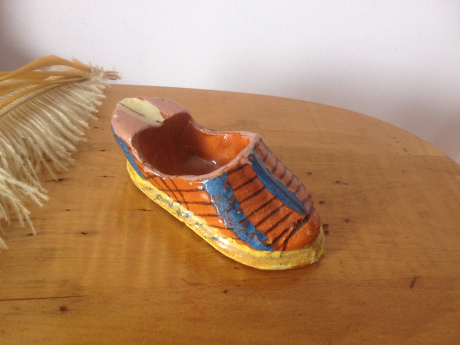 Clay Shoe ashtray unusual vintage clay by AnnmarieFamilyTree