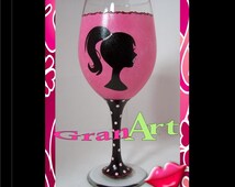 pink barbie wine glasses