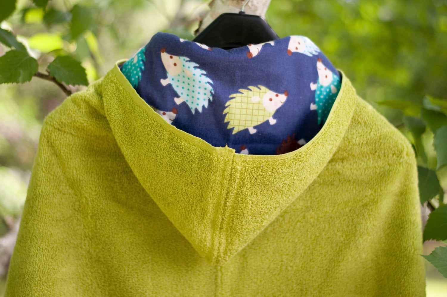 Personalized hooded bath towel with hedgehogs pool towel