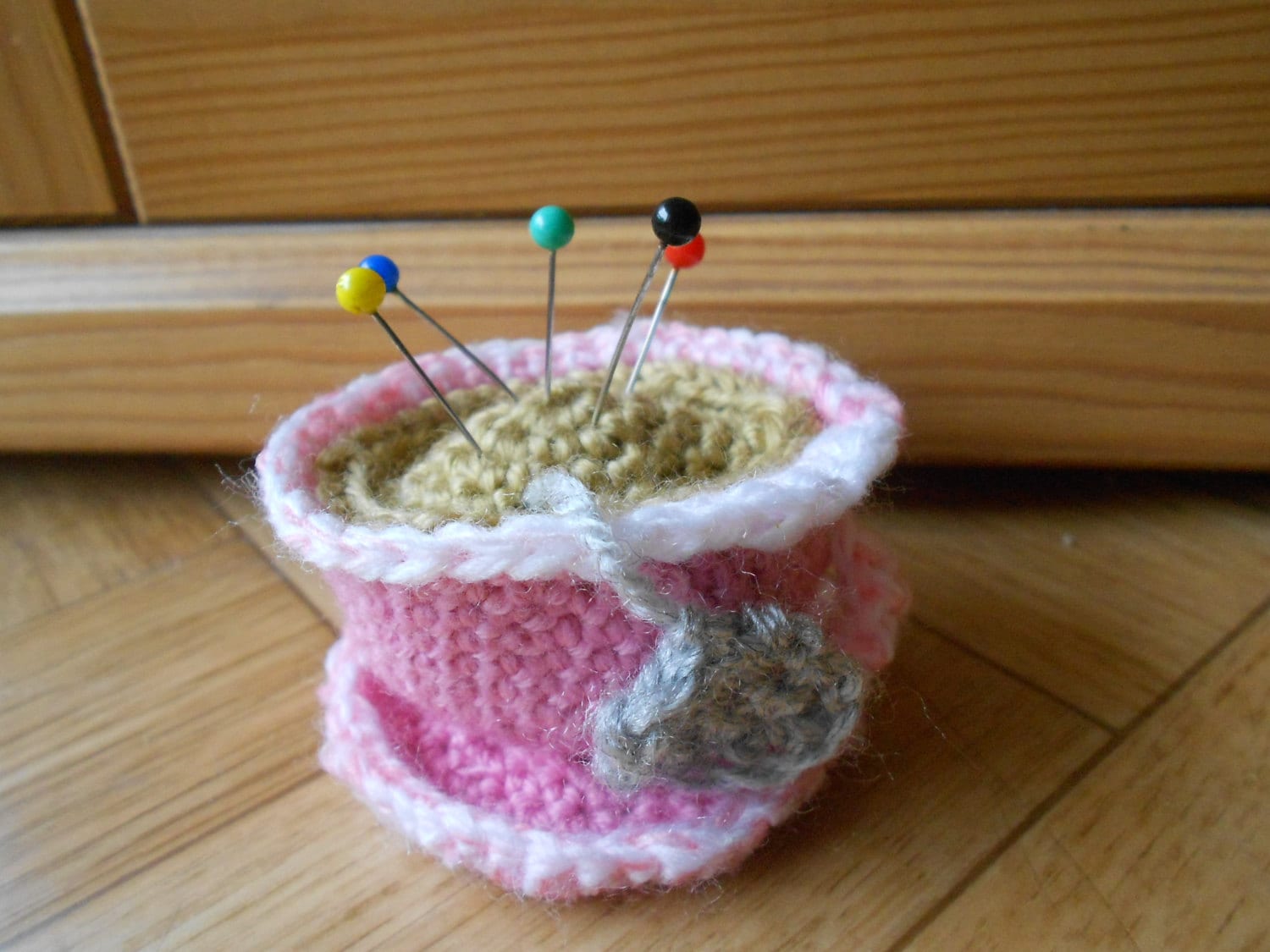 Crochet pincushion Pink tea cup pin cushion by ...