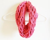 Pink Scarf Arm Knit Infinity Cowl Crochet Ladies Womens Fashion Accessory