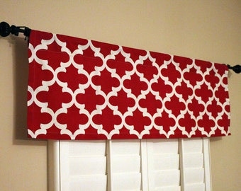 Kitchen Valance Curtains - Red Window Valance - Kitchen Window Valance - 50x16 Valance - Window Treatments V