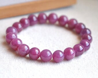 8MM Genuine Ruby Bracelet AAa Grade, Natural Red Ruby Bead Bracelets, Real Plain Round Ruby Beads 8MM, Genuine Ruby Gemstone Beads, Jewelry