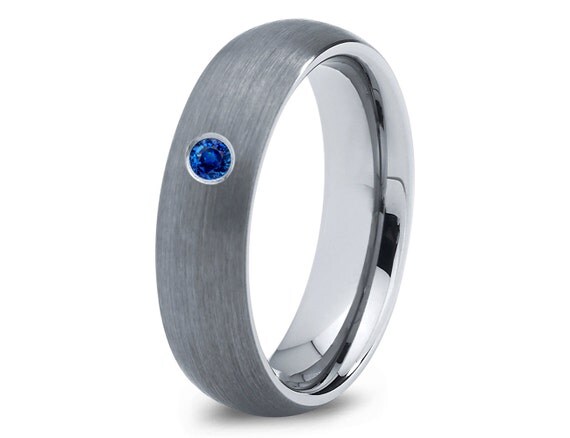 Tungsten Wedding Band,6mm,Mens Wedding Bands,London Blue Sapphire Band ...