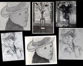 Lot of 7 Original B/W Photos of Paintings By Famous Listed Edouard Vuillard