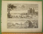 Erik Dahlberg Suecia Antiqua Engraving Views Akeroo Castle and Adoo Estate 1717