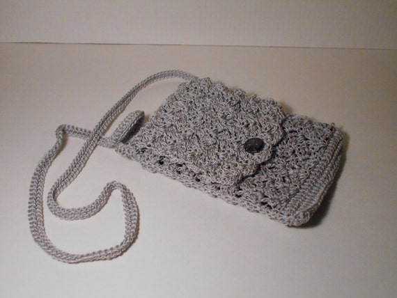 Gray Crossbody Purse Crossbody Bag Crochet Purse Wallet