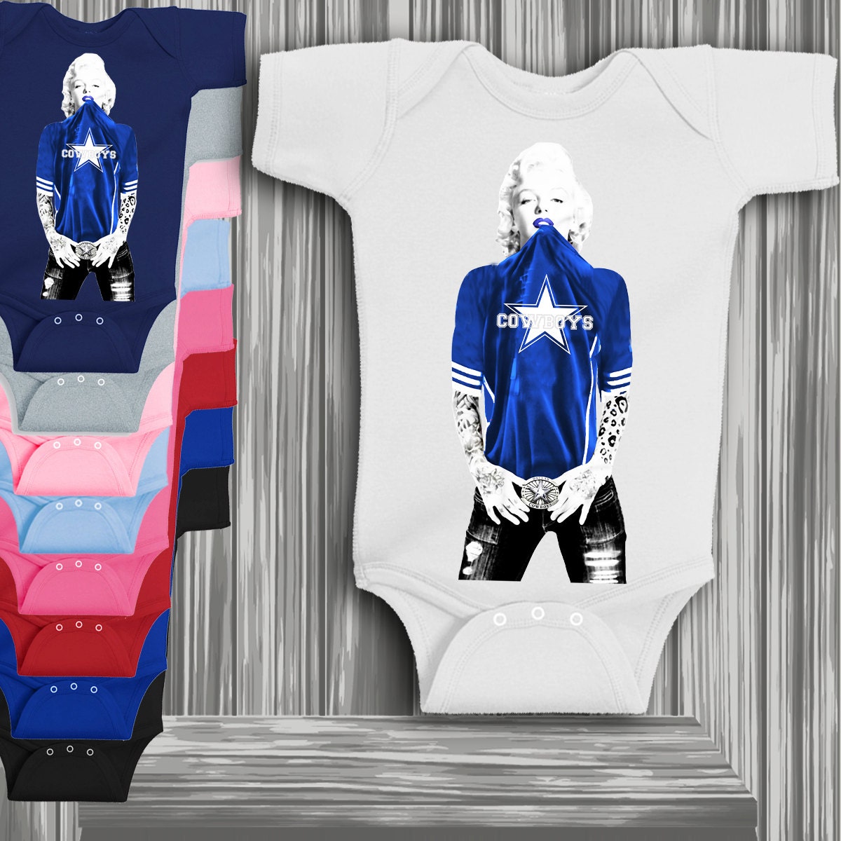 Dallas Cowboys Marilyn Monroe Onesie by PinkLaundryEvts on Etsy