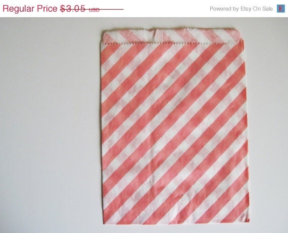 ON SALE - 12 Pink STRIPE Designer Party Favor Bags, Weddings, Birthday, Showers Il_570xn
