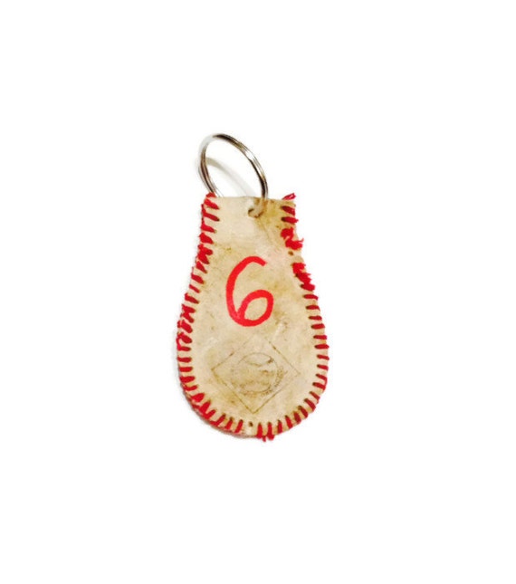 Baseball Keychain. Baseball Number on Keychain. Leather Baseballs. Key