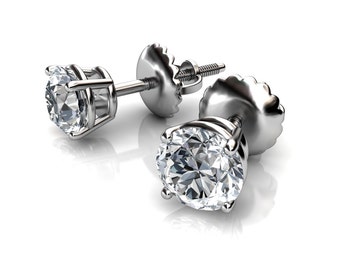 00ct-SI1 4-Prong Basket Round Dia mond Stud Earings ...