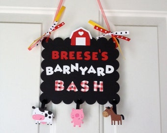 Farm Barnyard Birthday Sign, Barnyard Baby Shower, Barnyard Birthday Banner, Farm Birthday Banner, Barnyard Bash, Cow, Pig, Horse, Sheep