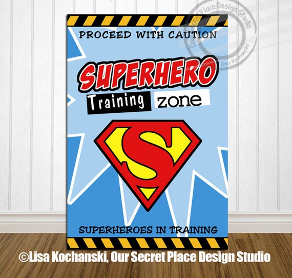 PRINTABLE Superhero Training Zone Wall Art Decor Superhero in