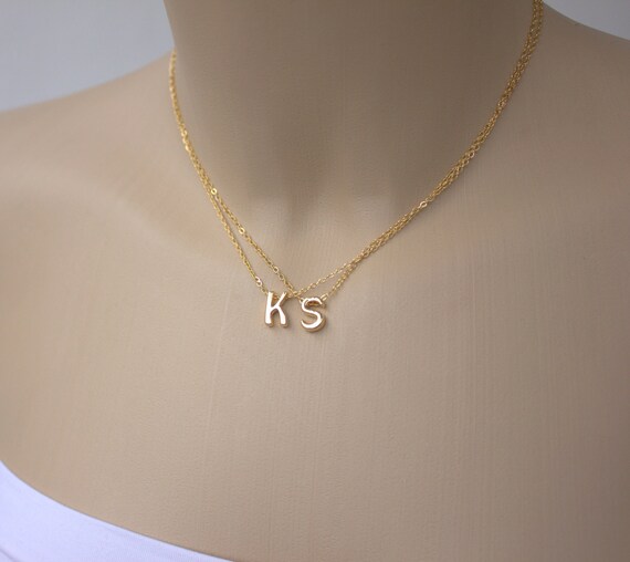 Items Similar To Initial Jewellery Double Strand Initials Necklace Initial Necklaces Two