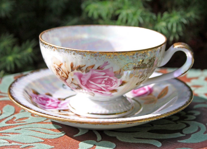 Teacup with Saucer. Footed Teacup Made in Japan by Norleans.