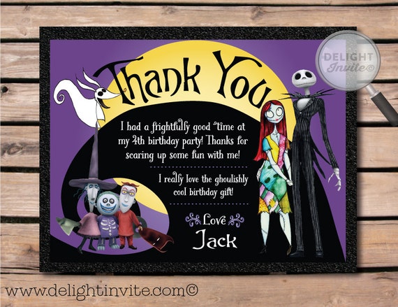 Nightmare Before Christmas Thank You Card by DelightInvite on Etsy
