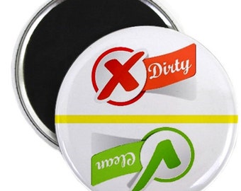 Check Mark Script Clean Dirty Dishwasher Magnet