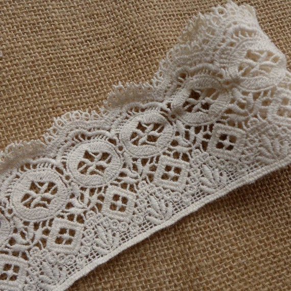 Retro Ecru Lace Trim Cotton Lace with Scalloped edge for DIY