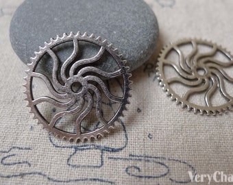 30 pcs Antique Silver Steampunk Gear Cog Wheel Charms 24mm A7084