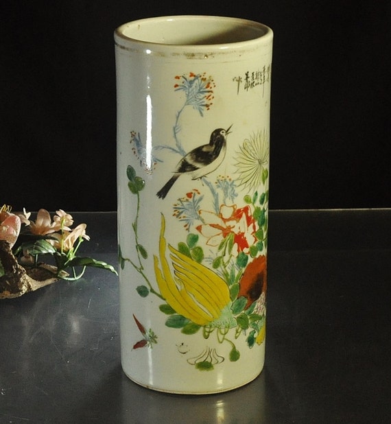 Antique Chinese Hat Stand / Cylinder Vase Circa Late Qing