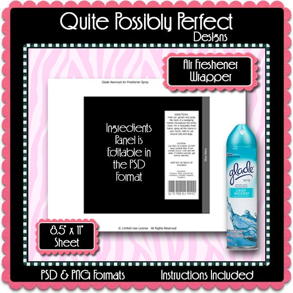 Air Freshener Wrapper Labels Template Instant Download PSD and